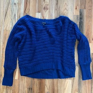 Blue, Loose-Neck Express Sweater